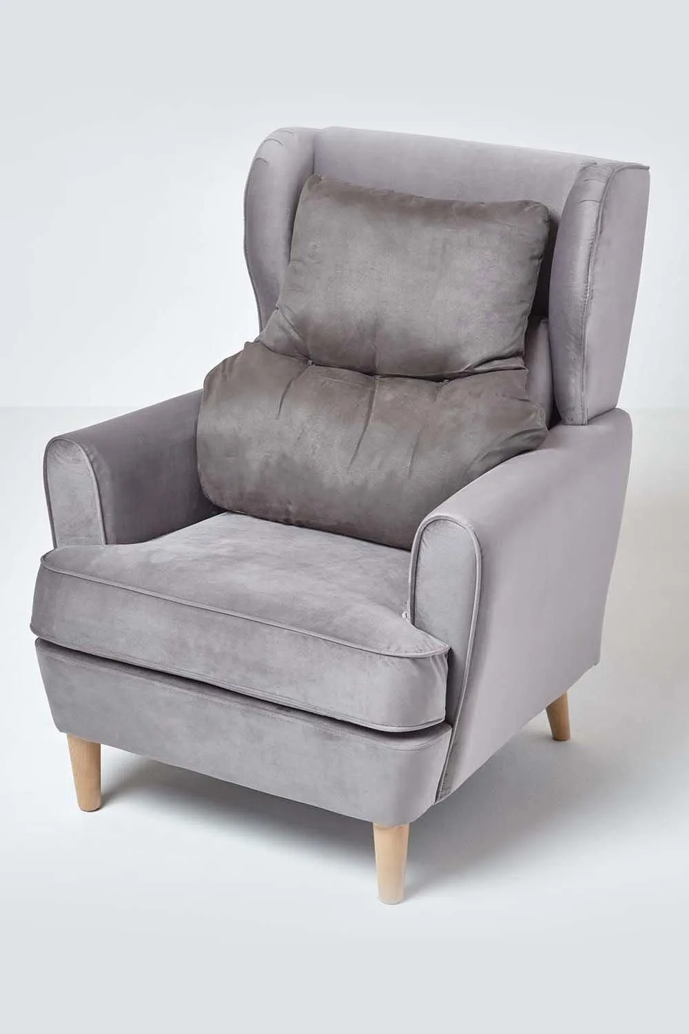 Homescapes Faux Suede Back Support Cushion in Grey 2
