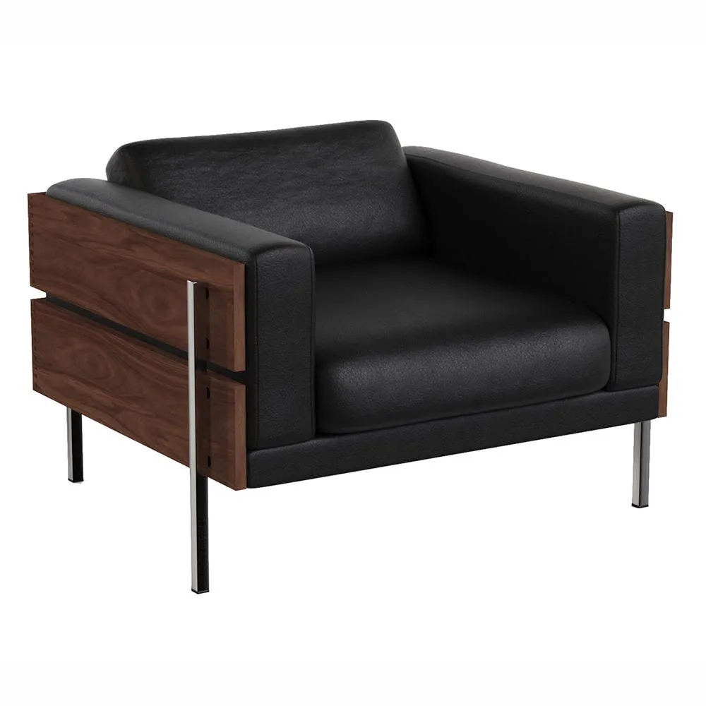 Case Forum Lounge Chair Walnut Leather Black 2