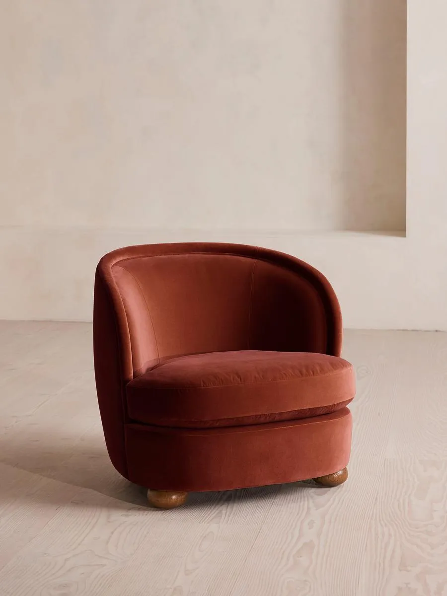 Blair Tub Armchair, Velvet, Rust
