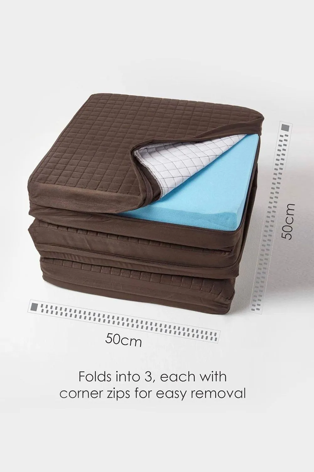 Homescapes Quilted Polyester 3 Seater Orthopaedic Booster Cushion Cover in Chocolate 4