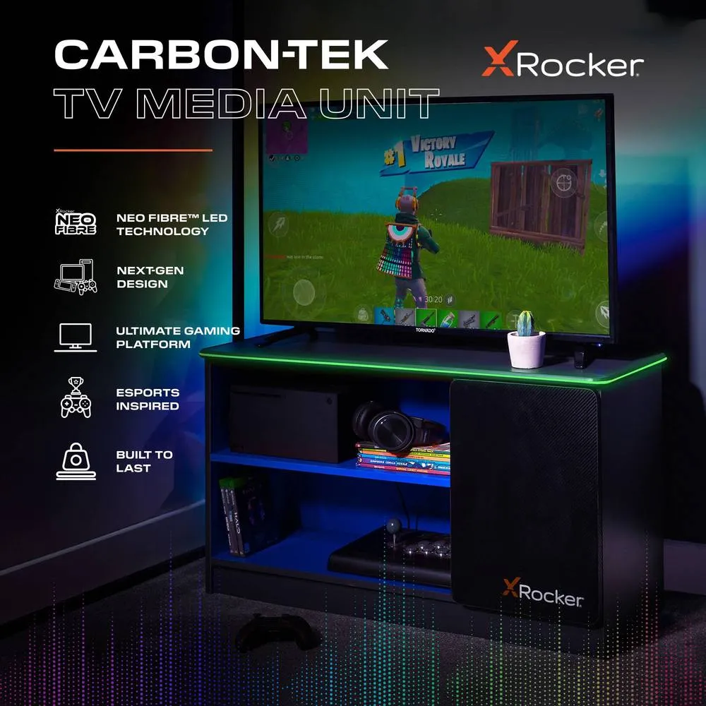 X Rocker Carbon-Tek TV Unit for up to 42" TV's with Drawer & LED Lighting in Dark Grey 2