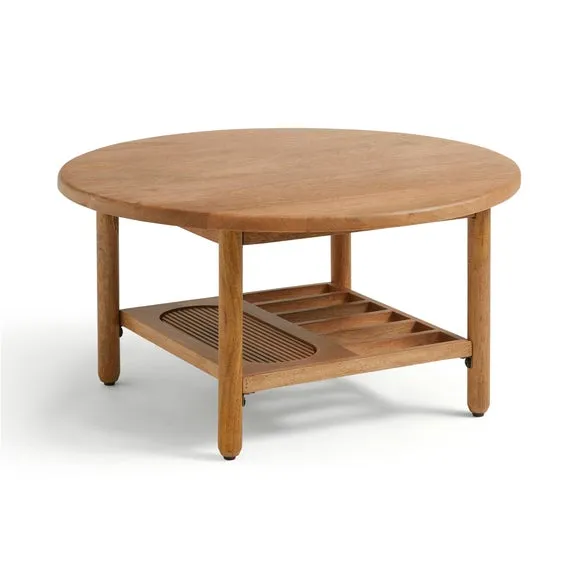 Khari Round Coffee Table, Midtone Mango Wood 5