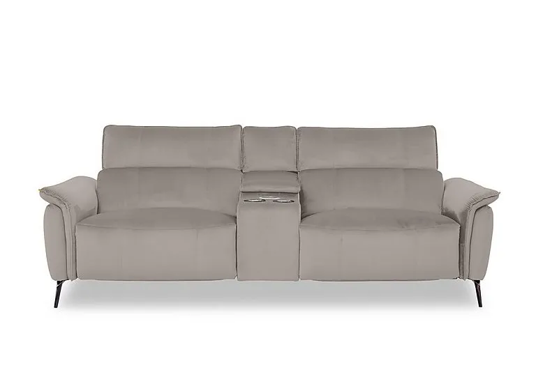Jude Fabric 3 Seater Power Recliner Sofa with Smart Console, Power Headrests, Power Lumbar and Heated Seats - Opulence Silver
