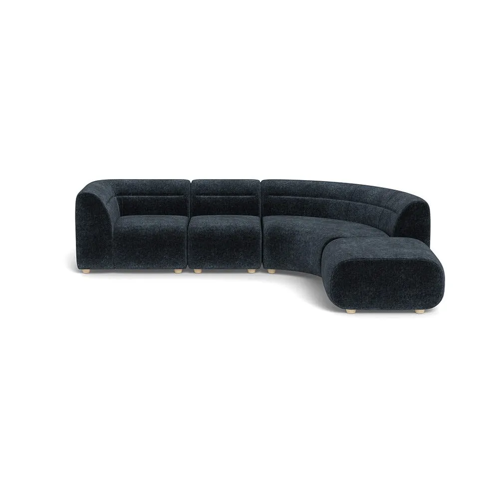 Heal's Lilli Right Hand Facing Curved Corner Sofa Boucle Velvet Space Natural Beech Feet 1