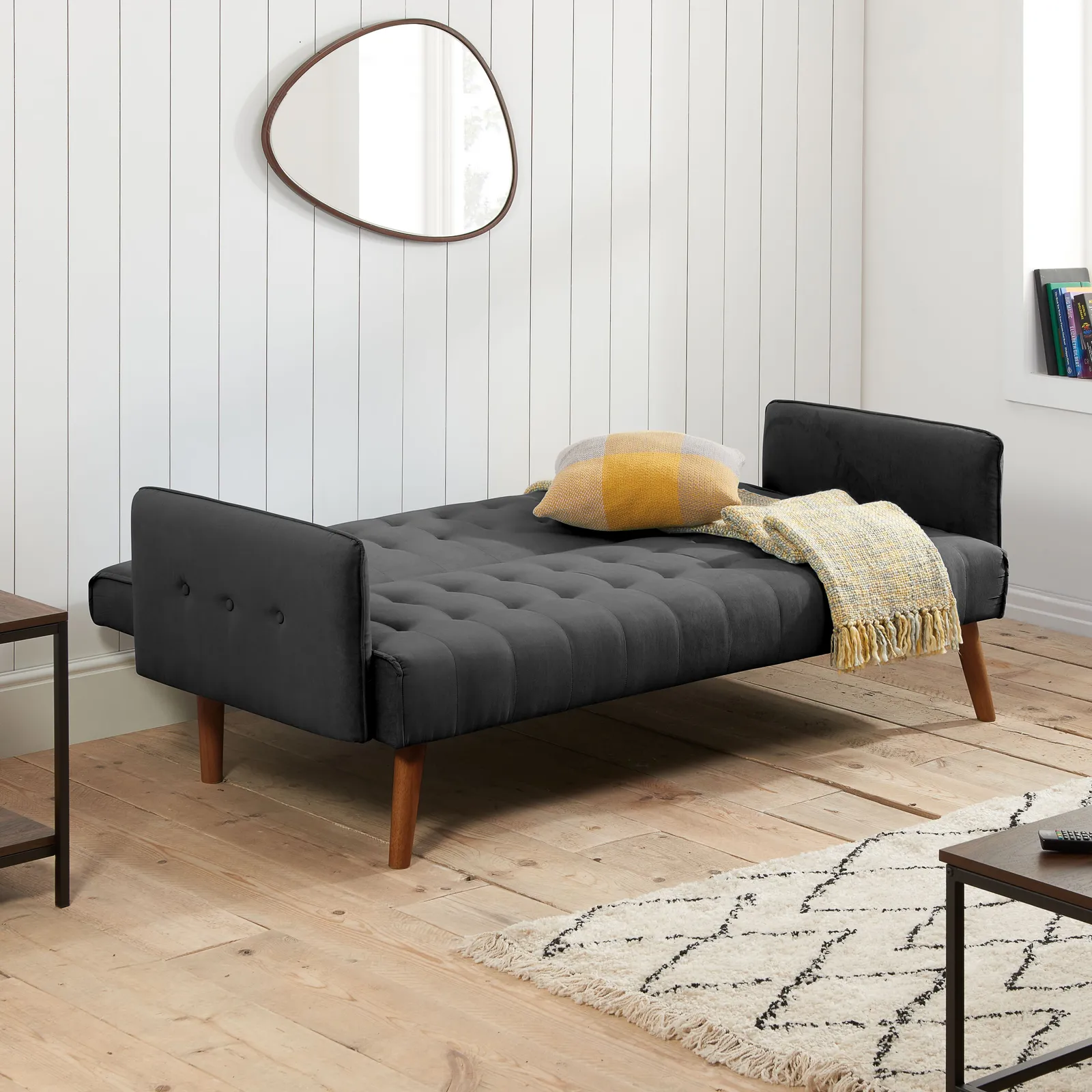 Birlea Grey Fabric Sofa Bed Hudson Bed Settee Contemporary in Charcoal 2