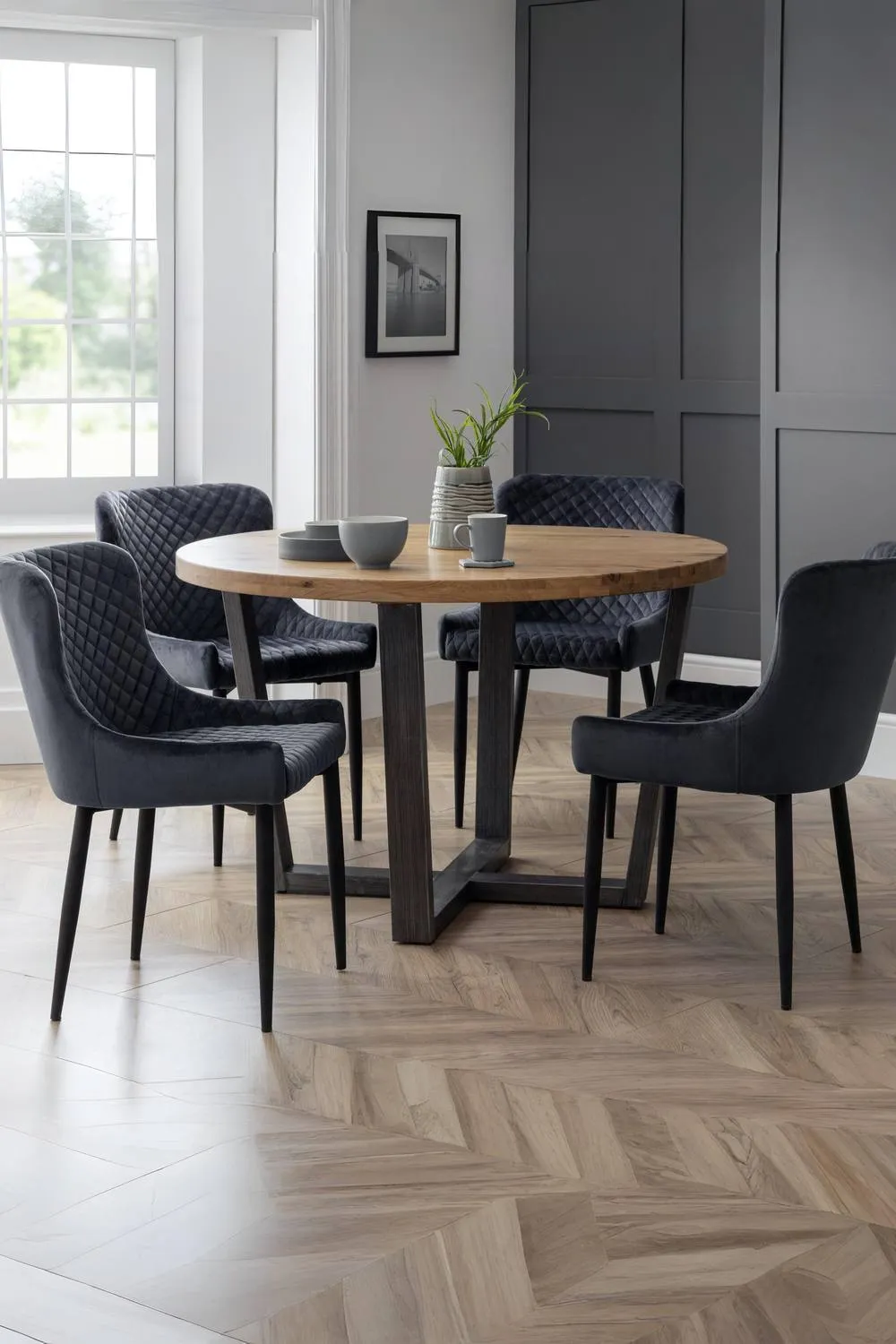 Julian Bowen Luxe Diamond Quilted Upholstered Dining Chair (Set of 2) in Grey 4