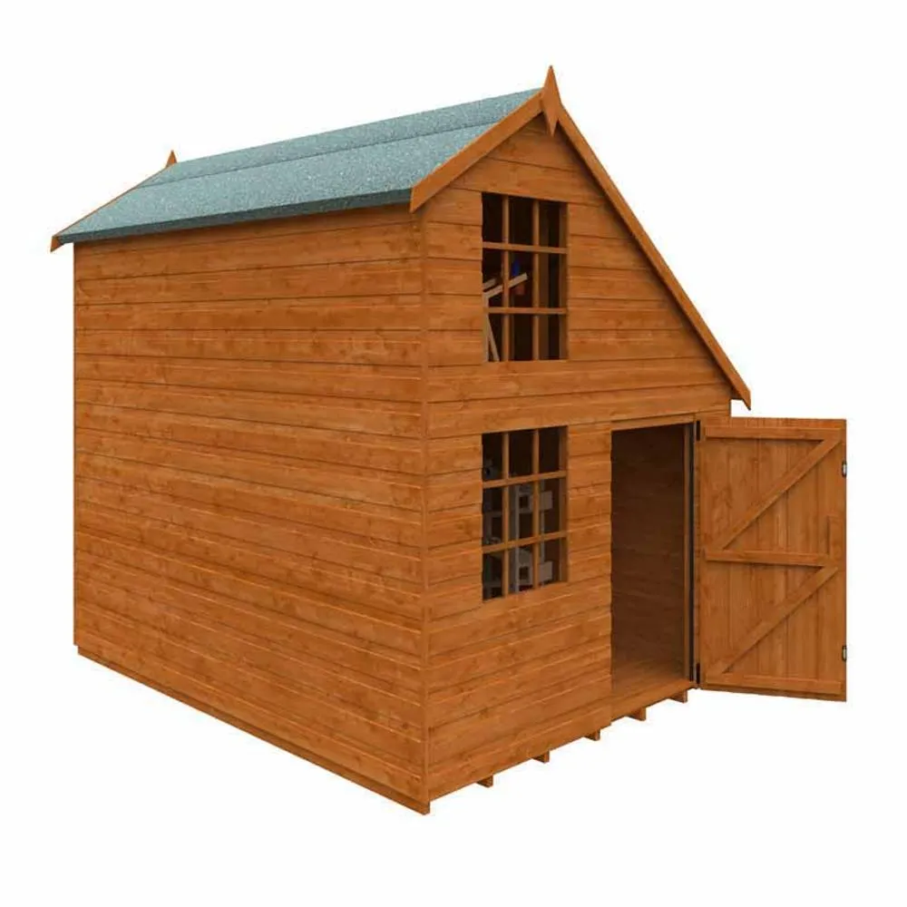 Buttercup Farm 8 x 6 Feet Clubhouse 12mm Shed - Solid Wood/Softwood/Pine in Burnt Orange