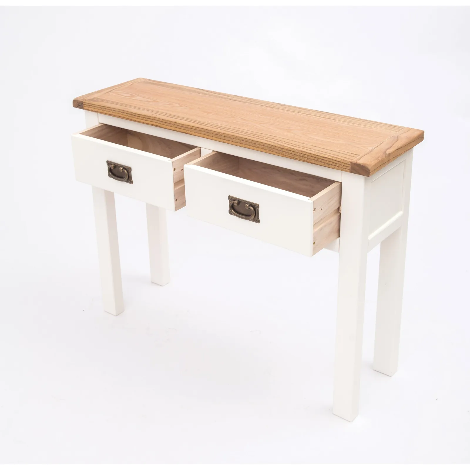 Cabinet Bits Lovere Off-White 2 Drawer Console Table Brass Drop Handle 4