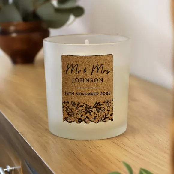 Personalised Wedding Cork Label Candle 3