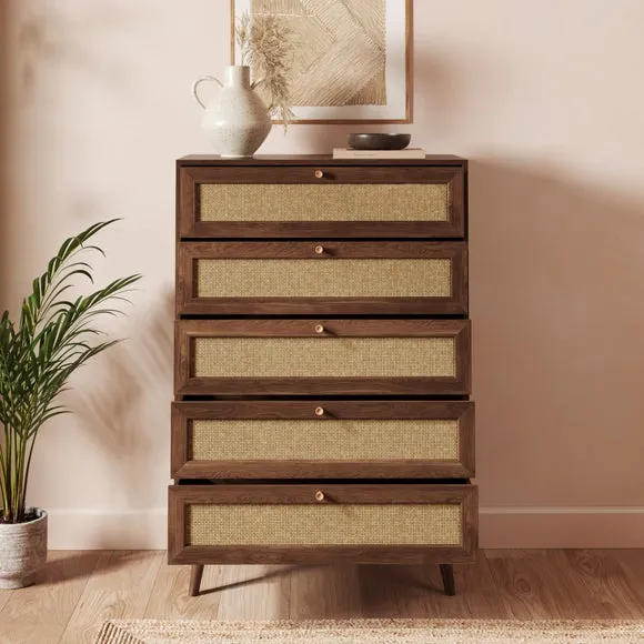 Jordyn 5 Drawer Chest, Mango Wood Effect 2
