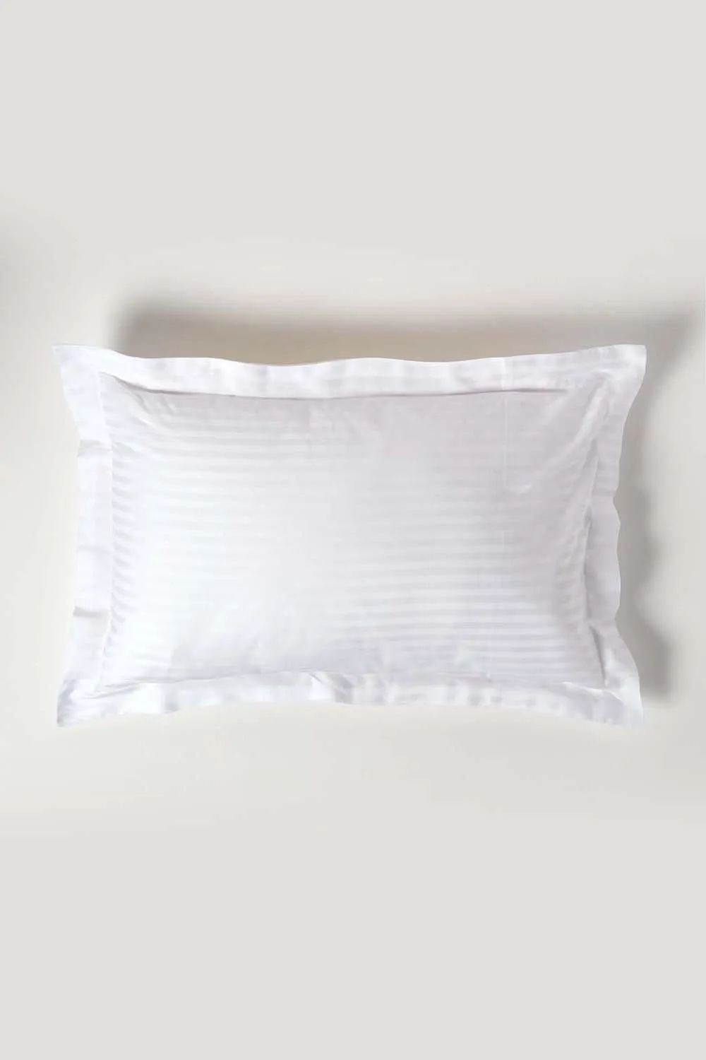 Homescapes Egyptian Cotton Satin Stripe Oxford Pillowcase 330 TC in White 1