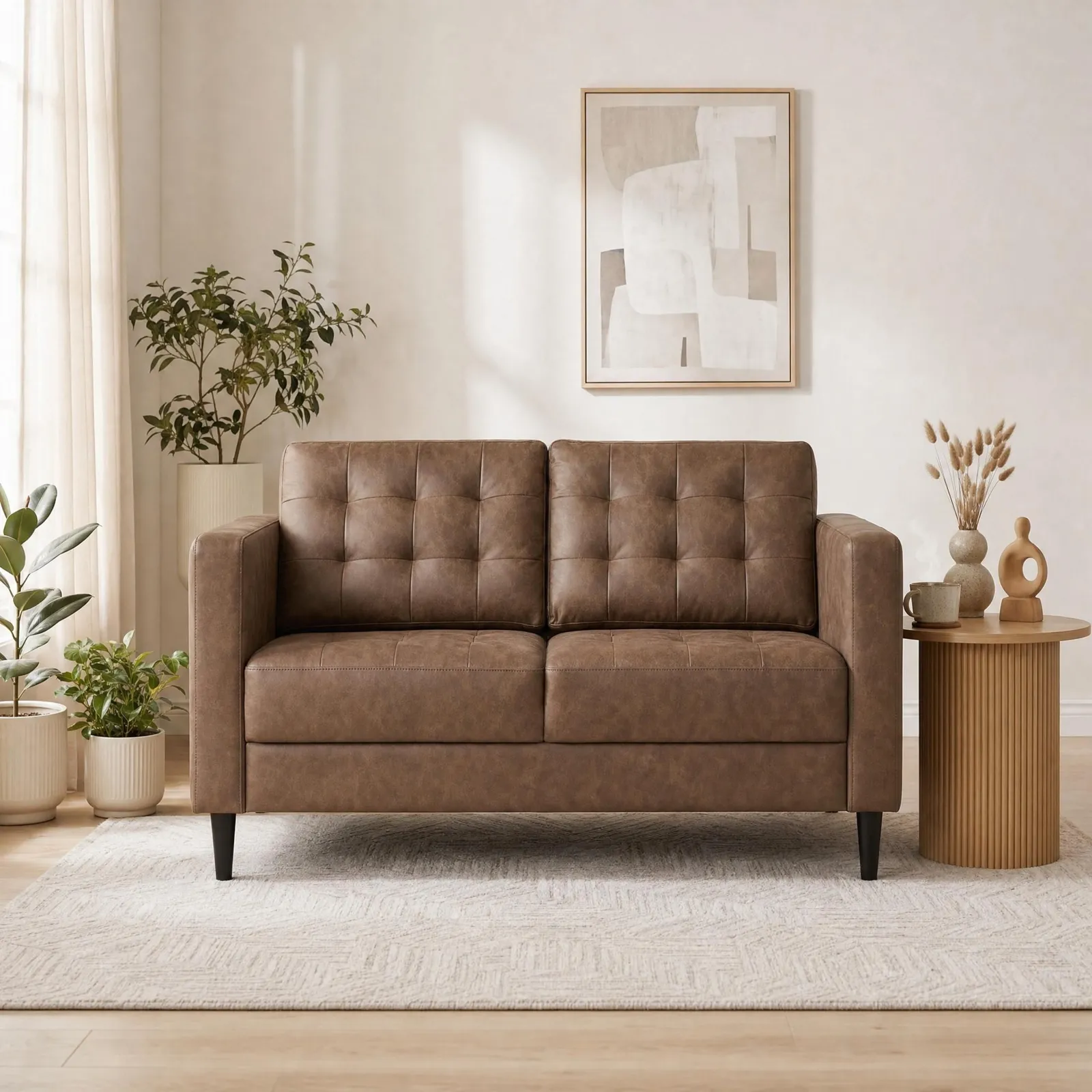 FurnitureboxUK Jade Brown Faux Leather 2 Seater Sofa 2