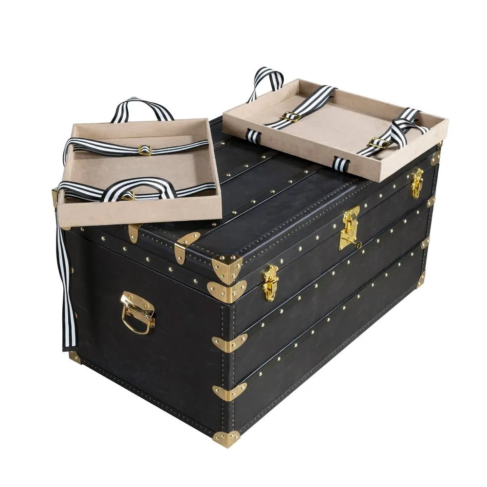 Angel Cerda Black Cowhide Leather Storage Trunk, 93x54x50 cm 6
