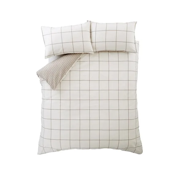 Bianca Fine Linens Regal Check 100% Brushed Cotton Duvet Cover & Pillowcase Set 6
