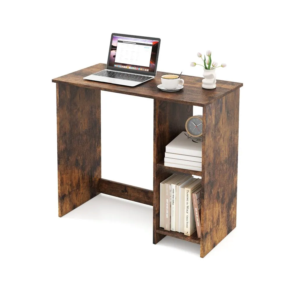 Costway Industrial Computer Desk 80 CM Home Office Desk Study Writing Desk in Brown