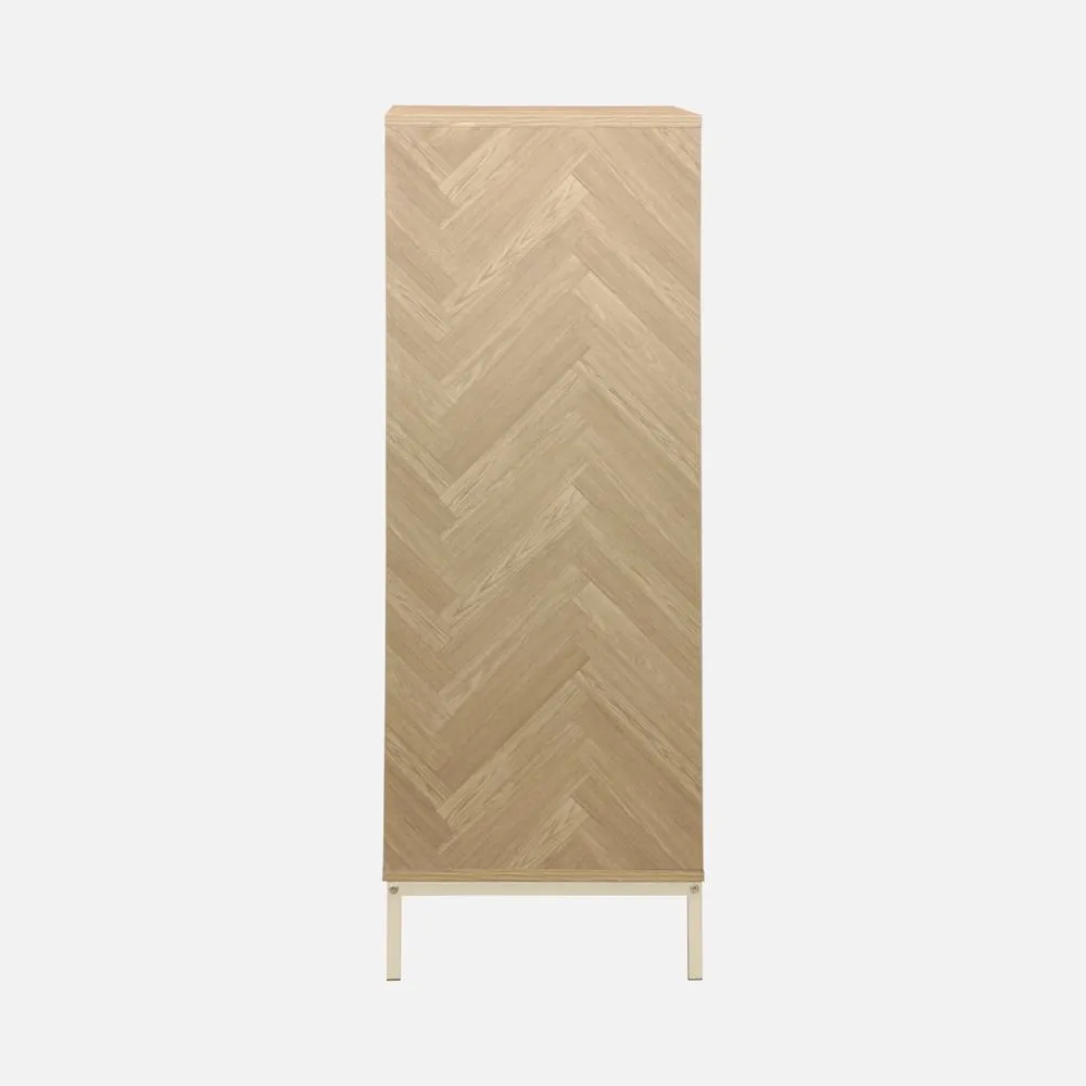 sweeek 110cm Herringbone Storage Cabinet With 2 Doors in Light Brown 3
