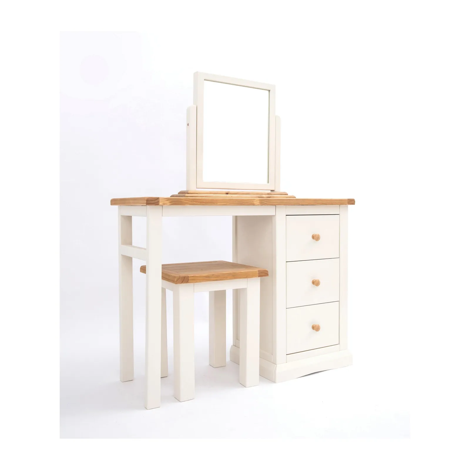 Cabinet Bits Castelli 3 Drawer Dressing Table Set Wood Knob in Off-White 2