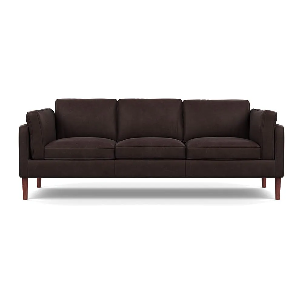 Heal's Sonno 4 Seater Heritage Leather Dark Walnut 2069 Walnut Feet