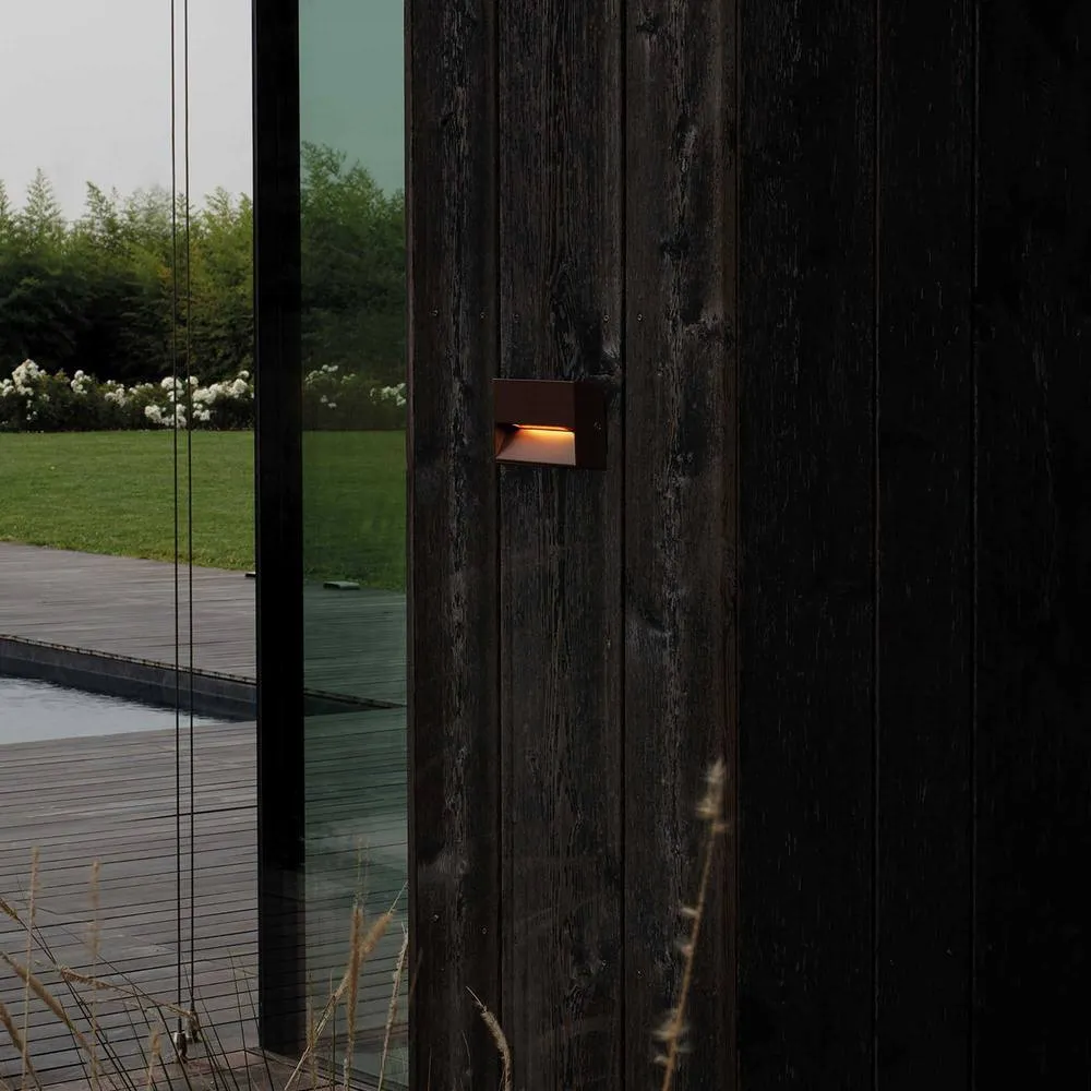 Netlighting Dedra Outdoor Rectangle Flush Wall Lamp Coffee 160Lm 3000K IP65 in Brown 2