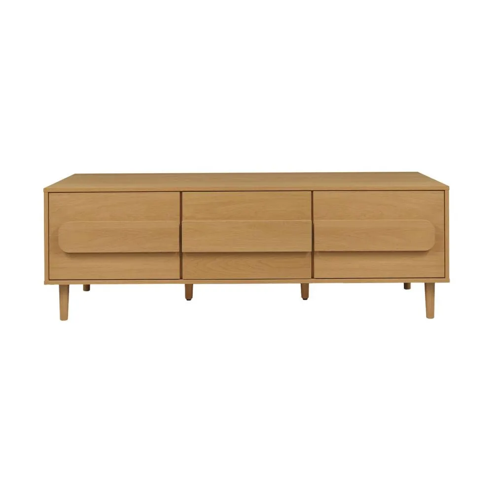 sweeek Vintage wood effect TV stand with 3 doors 150 cm in Brown 3