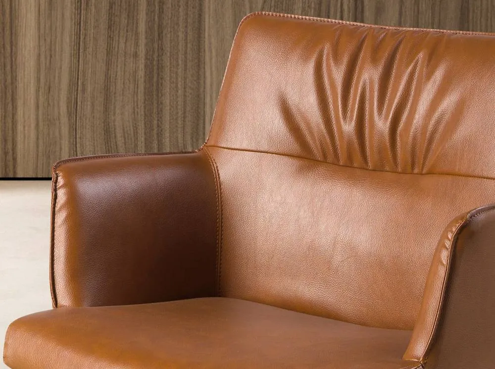 Angel Cerda Cognac Brown Leatherette Swivel Dining Chair 5