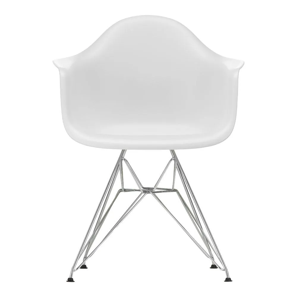 Vitra Eames DAR Armchair RE in Cotton White 01 Chrome Base 05 Glides 1