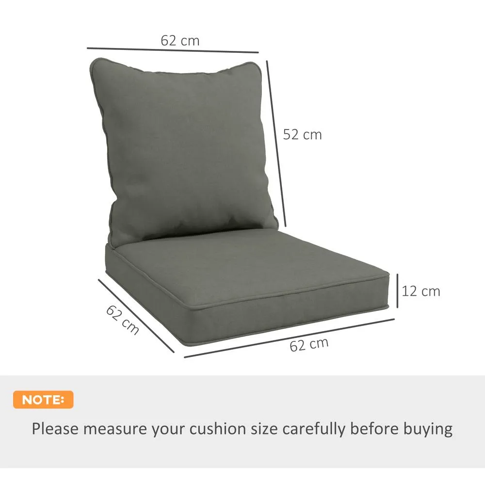 OUTSUNNY Garden Chair Cushion with Seat & Back Pad, CUSHION ONLY in Dark Grey 2