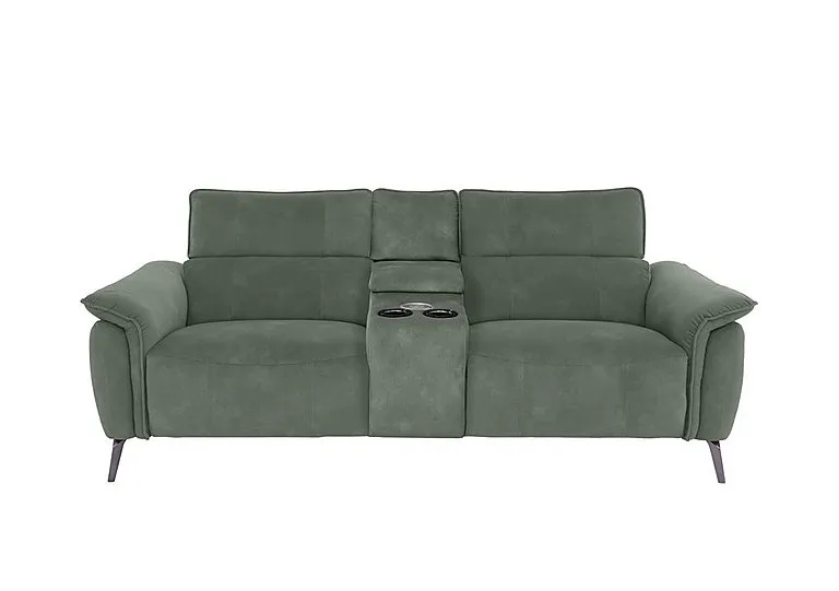 Jude Fabric 3 Seater Power Recliner Sofa with Smart Console, Power Headrests, Power Lumbar and Heated Seats - Dexter Fern