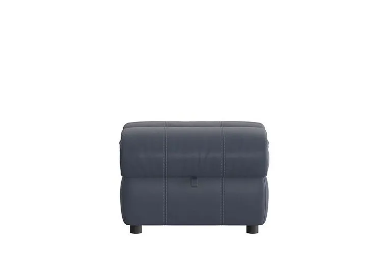 Link Leather Footstool - BV Ocean Blue
