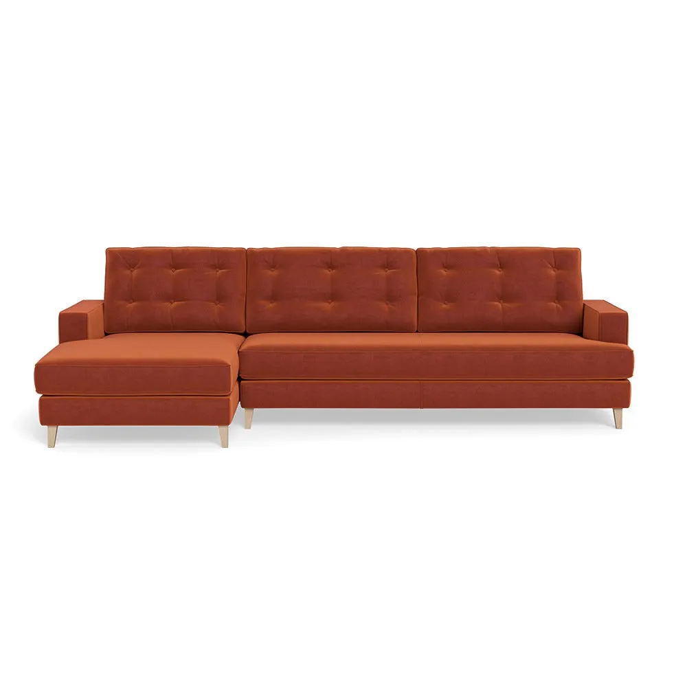 Heal's Mistral Chaise Sofa LHF Cotton Velvet Russet Natural Feet 1