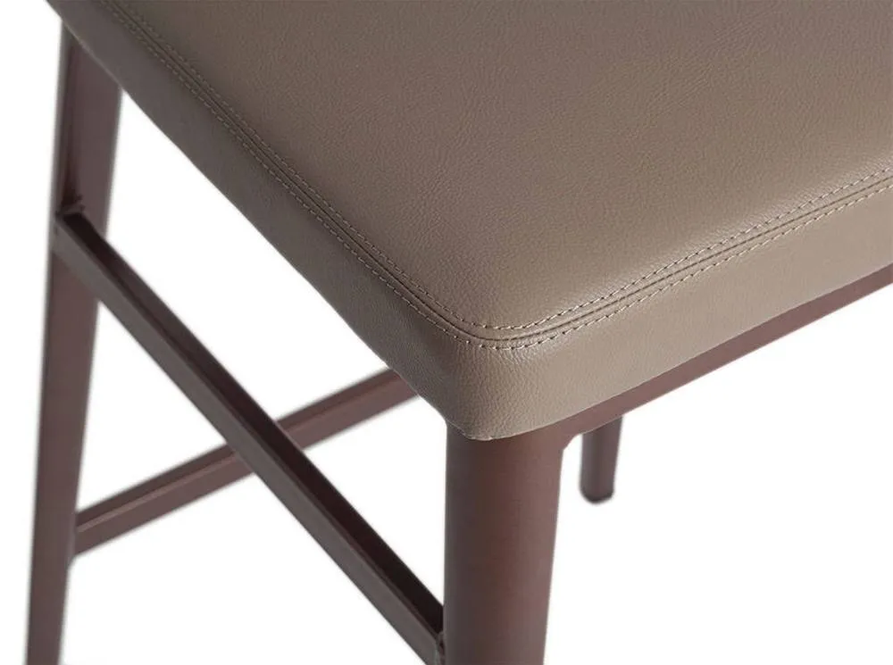 Angel Cerda Dark Mink Leatherette Stool Bronze Stainless Steel in Fawn 4