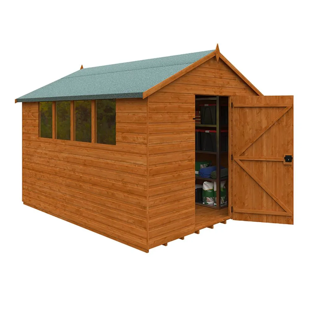 Buttercup Farm 10 x 8 Feet Super Apex 12mm Shed - Solid Wood/Softwood/Pine in Burnt Orange 2
