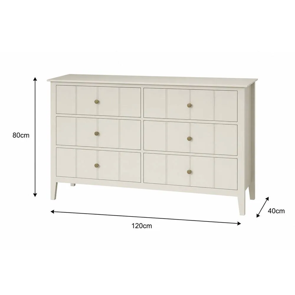 Melody Maison Ivory 6 Drawer Chest Of Drawers - Padstowe Ivory Range 6