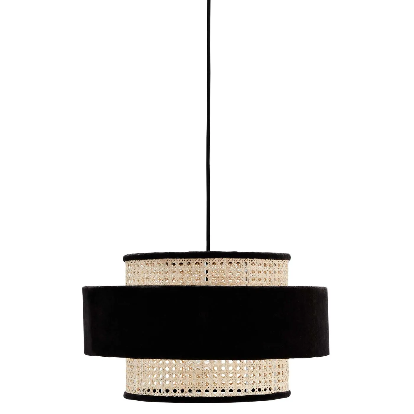 Woven and Velvet Pendant, Natural and Black