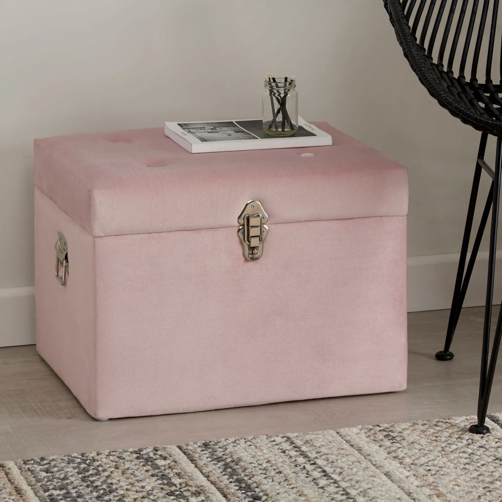 Luxe Blush Velvet Storage Trunk Blush