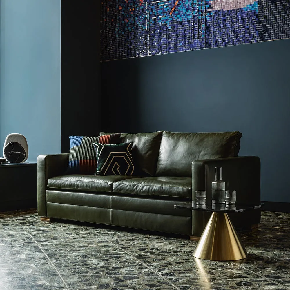 Heal's Palermo 5 Seater Sofa Leather Grain Light Grey 060 Walnut Feet 3