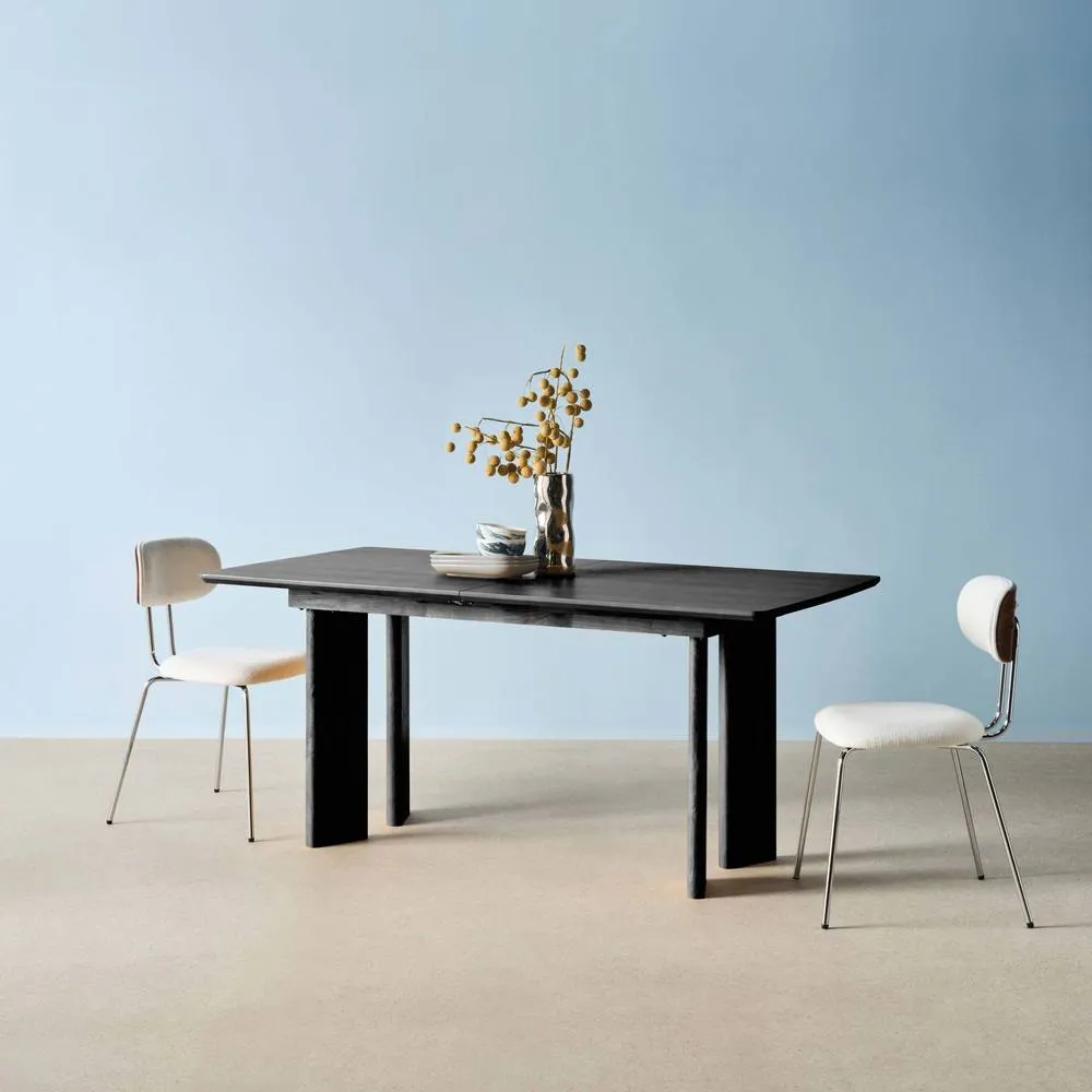 sweeek 6-8 seater rectangular extendable dining table, rubberwood & oak ven in Black 5