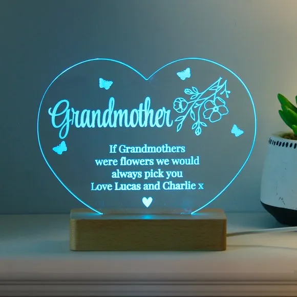 Personalised Floral Heart LED Light Lamp 6