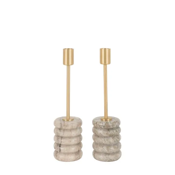 Cedar & Sage Set of 2 Novi Marble Candlestick Holders 5