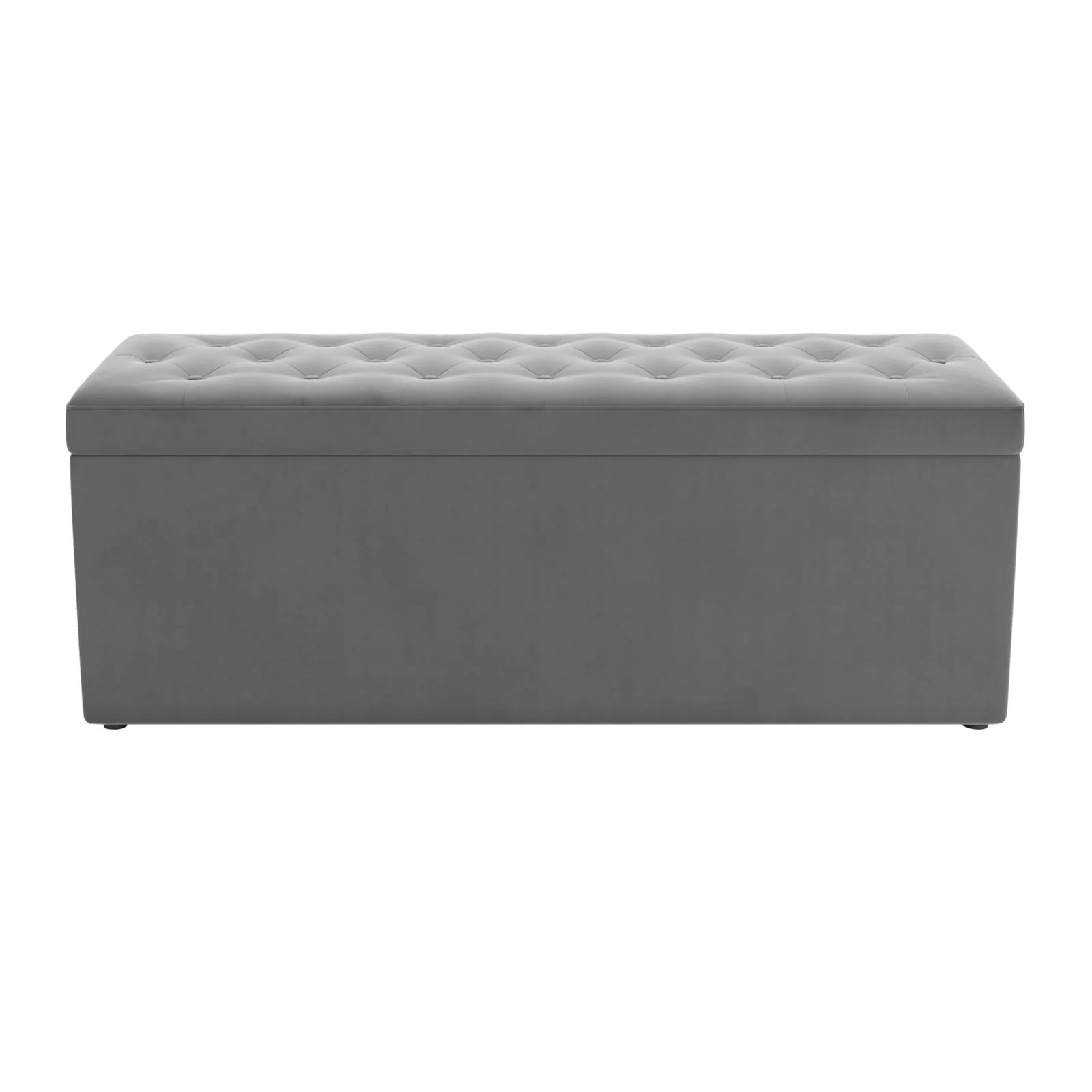 Oswald Velvet Buttoned Ottoman Bench Grey