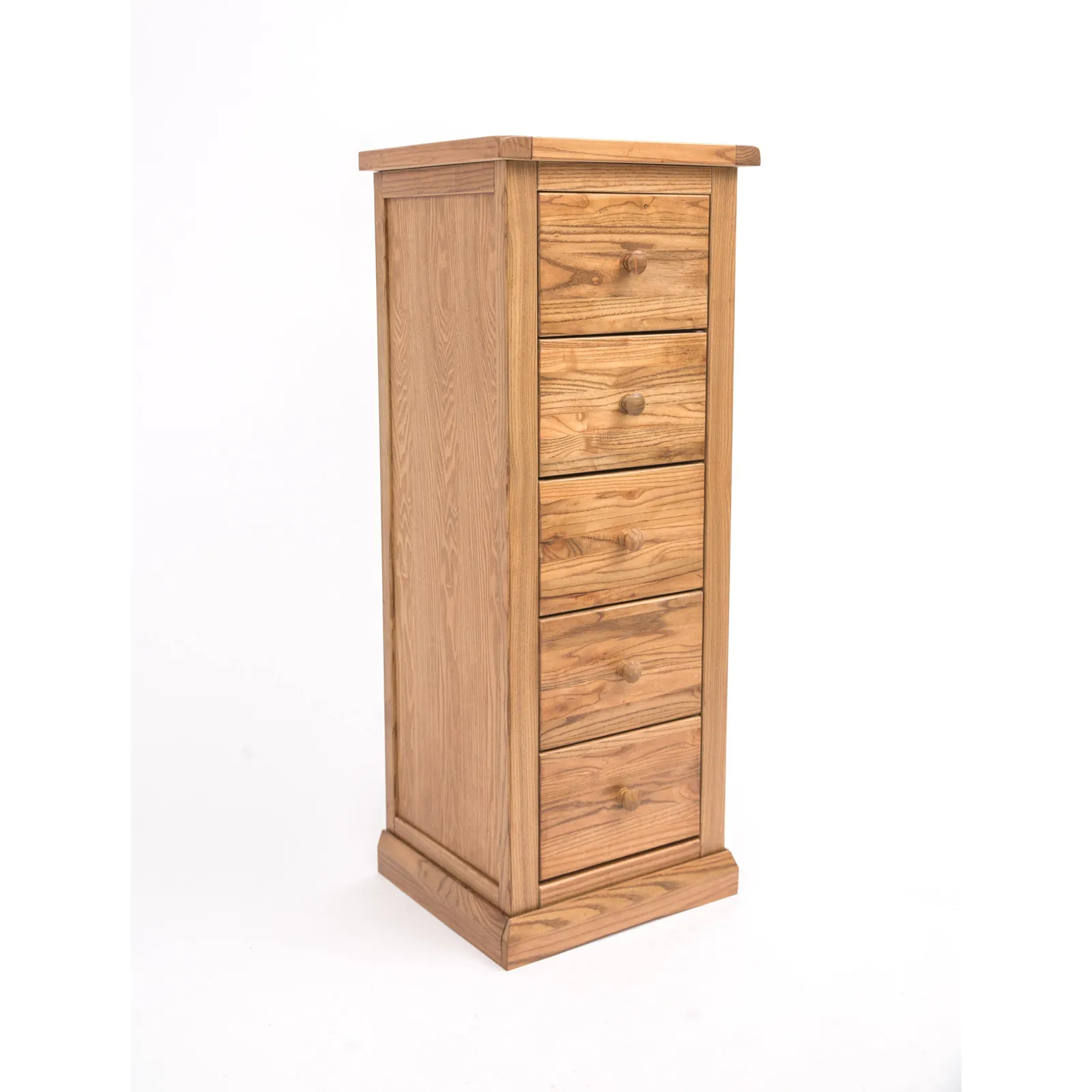 Cabinet Bits Salerno 5 Drawer Narrow Chest of Drawers Wood Knob in Natural 2
