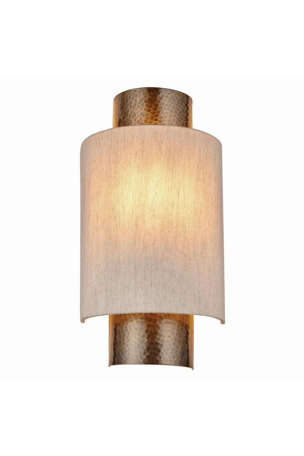 Netlighting Indara 1 Light Wall Aged Hammered Bronze Natural Linen Fabric E14 in Beige 3