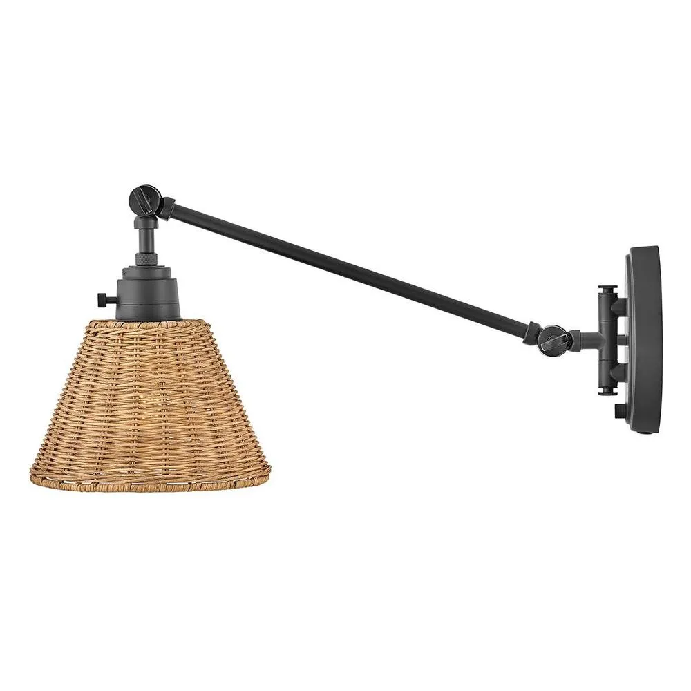 Netlighting Hinkley Arti Dome Wall Lamp Black Rattan Shade 1x E27 3