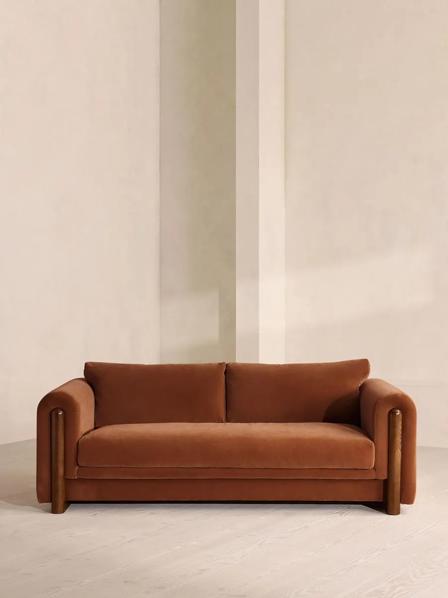 Farrell Three Seater Sofa, Velvet, Cinnamon