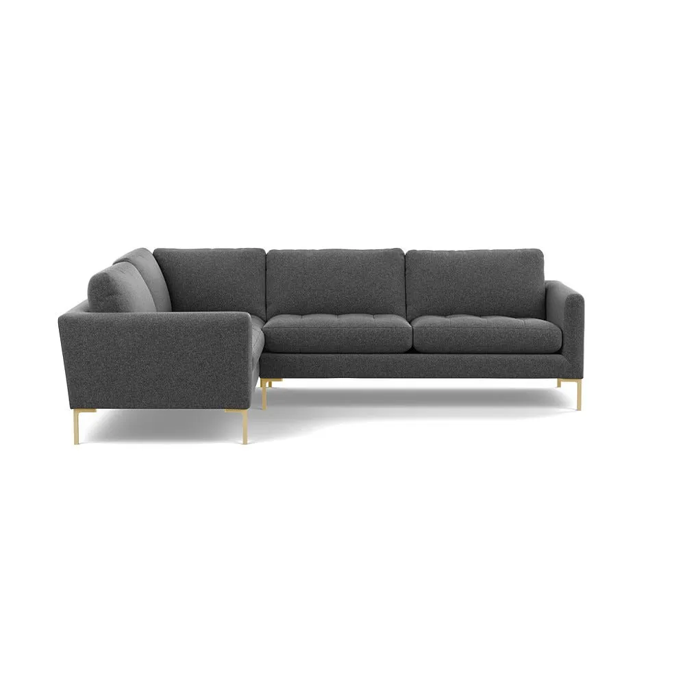 Heal's Eton Left Hand Facing Corner Sofa Melton Wool Granite Brass Feet 1
