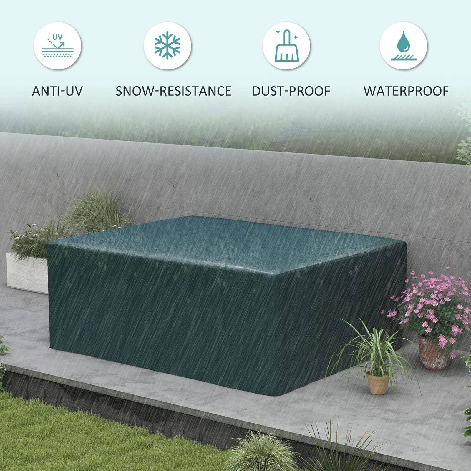 OUTSUNNY 235x190x90cm Large Patio Set Outdoor Garden Furniture Cover in Dark Green 4
