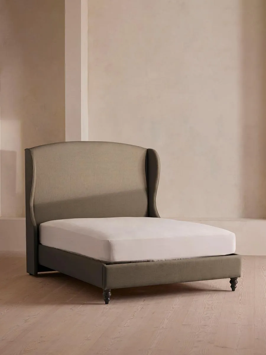 Rivas Bed, Double, Linen, Mushroom