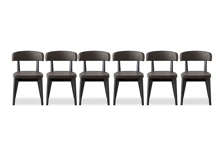 Siren Set of 6 Graphite Wooden Leg Dining Chairs