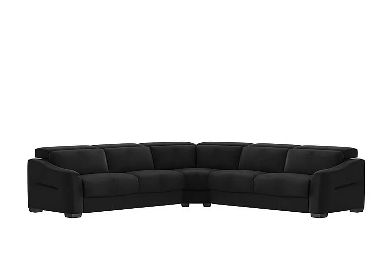 Xavier Leather Large Corner Sofa - Classic Black