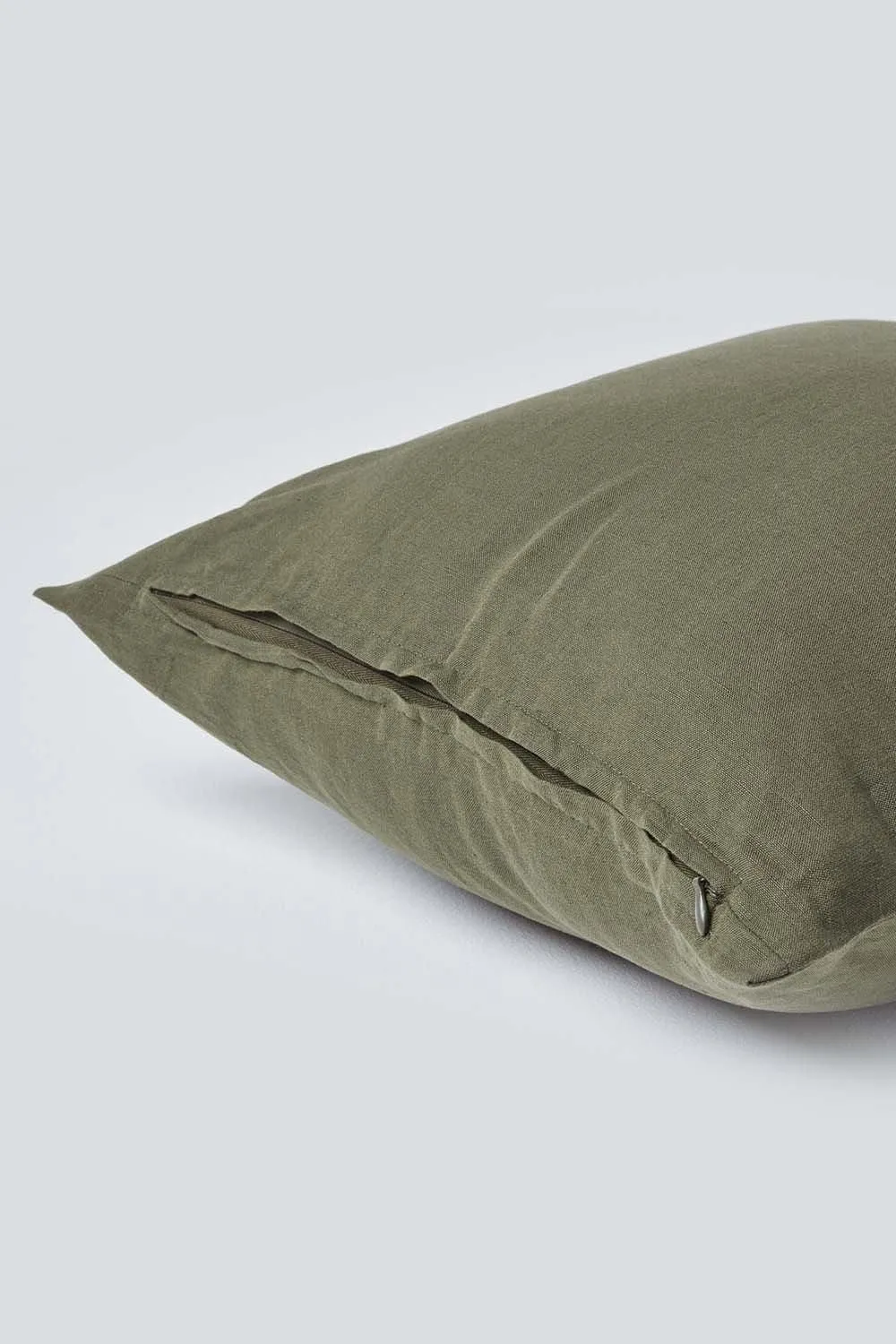Homescapes European Linen Pillowcase, 60 x 60 cm in Khaki 3